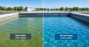 Air baku dan permeat UF Raw water and UF permeate
